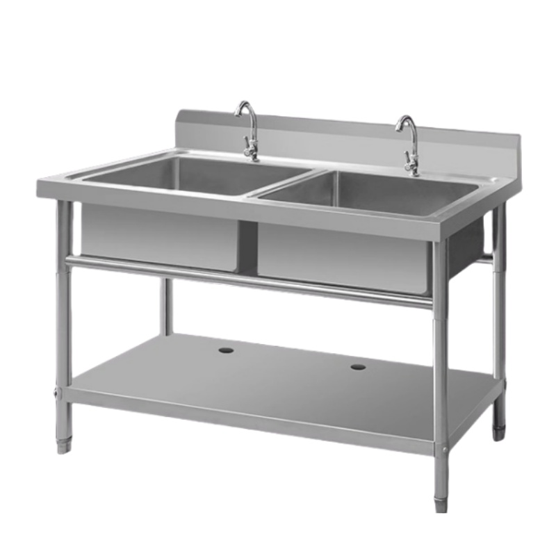 Commercial Kitchen Plumbing - Kommerzielles Einzelwaschbecken aus Edelstahl, doppelt, drei