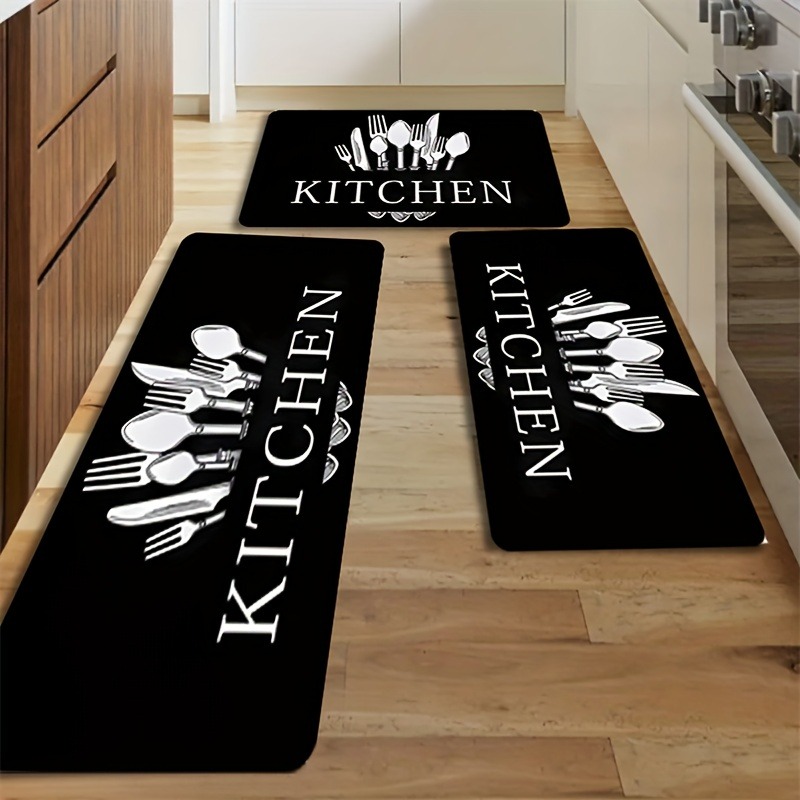 Kitchen Flooring Commercial - 1 Stück schwarze Küchenbodenmatte, Badezimmerteppich, Wohnzimmerteppich,