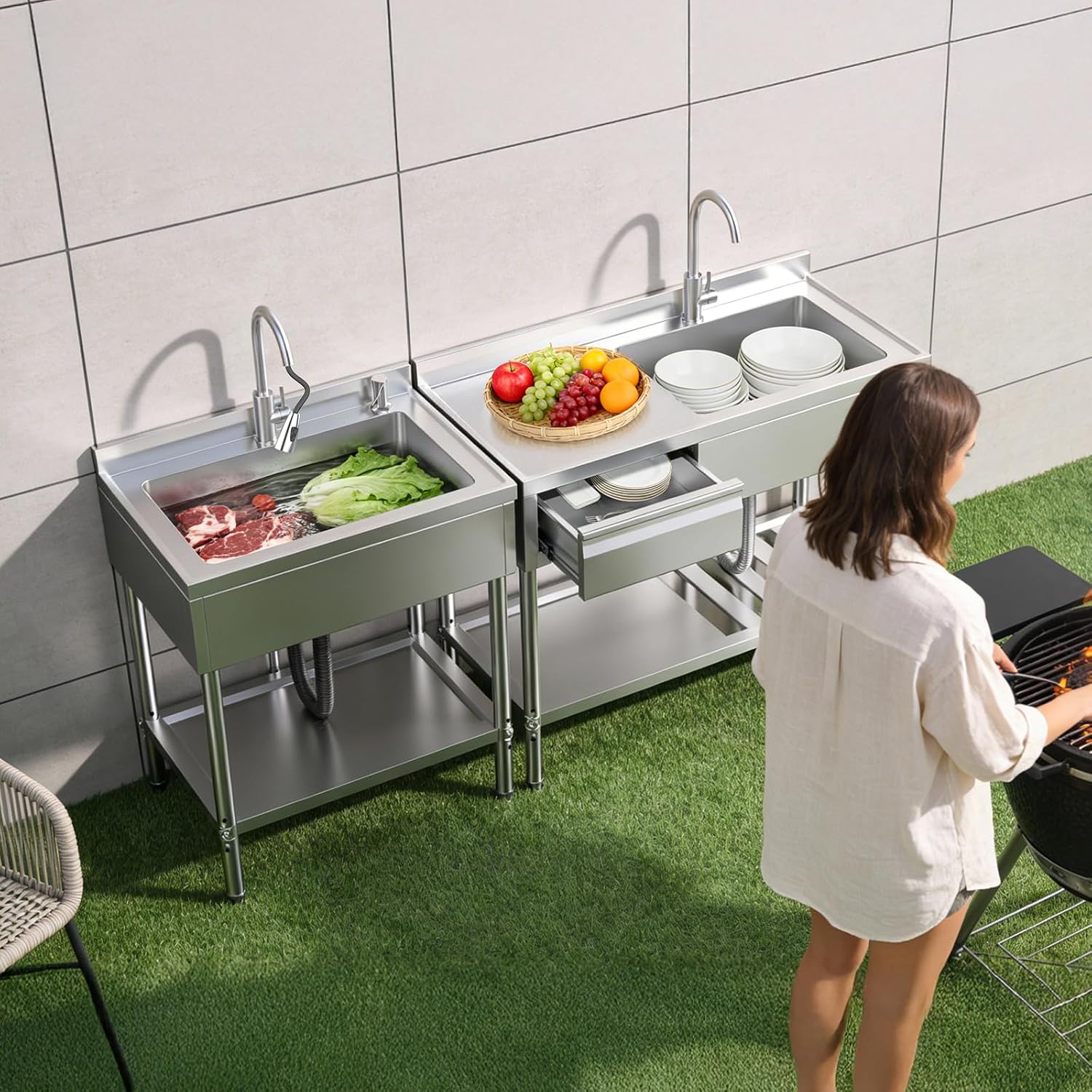 Edelstahl-Allzweckschüssel mit – Commercial Kitchen Plumbing Bewertung und Preis