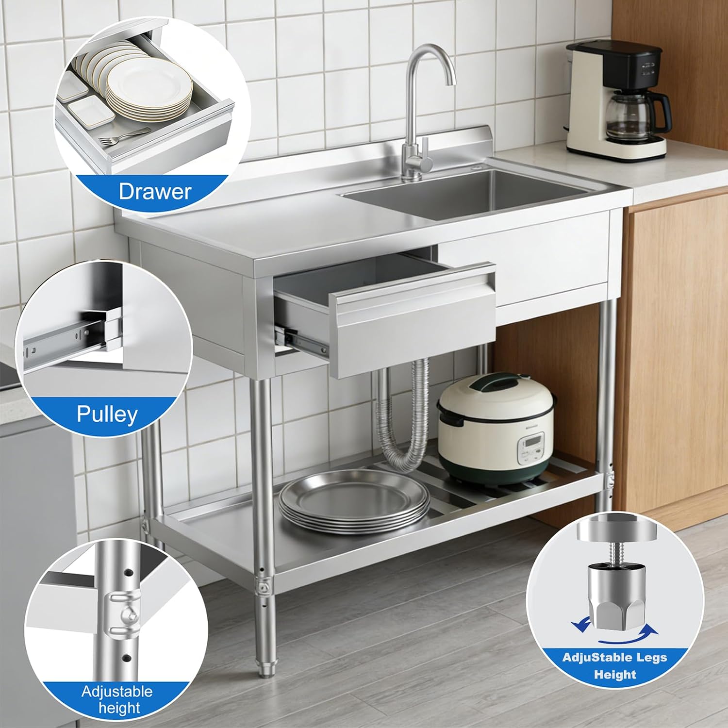 Edelstahl-Allzweckschüssel mit – Commercial Kitchen Plumbing Bewertung und Preis
